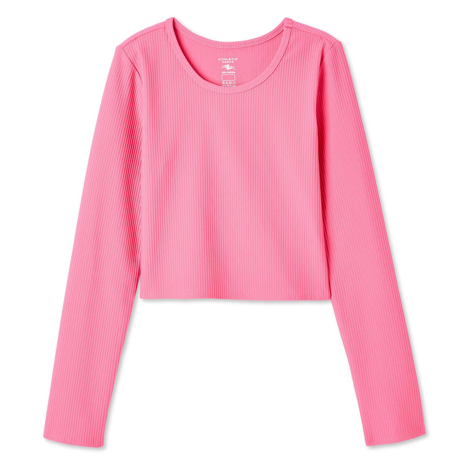 Athletic Works Girls' Long Sleeve Rib Top, Sizes XS-XL