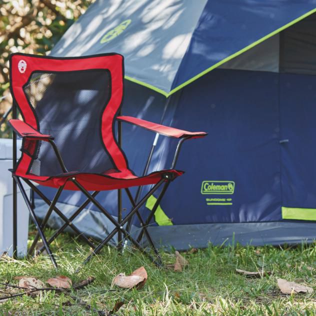 Coleman Broadband Mesh Quad Adult Camping Chair, Red 