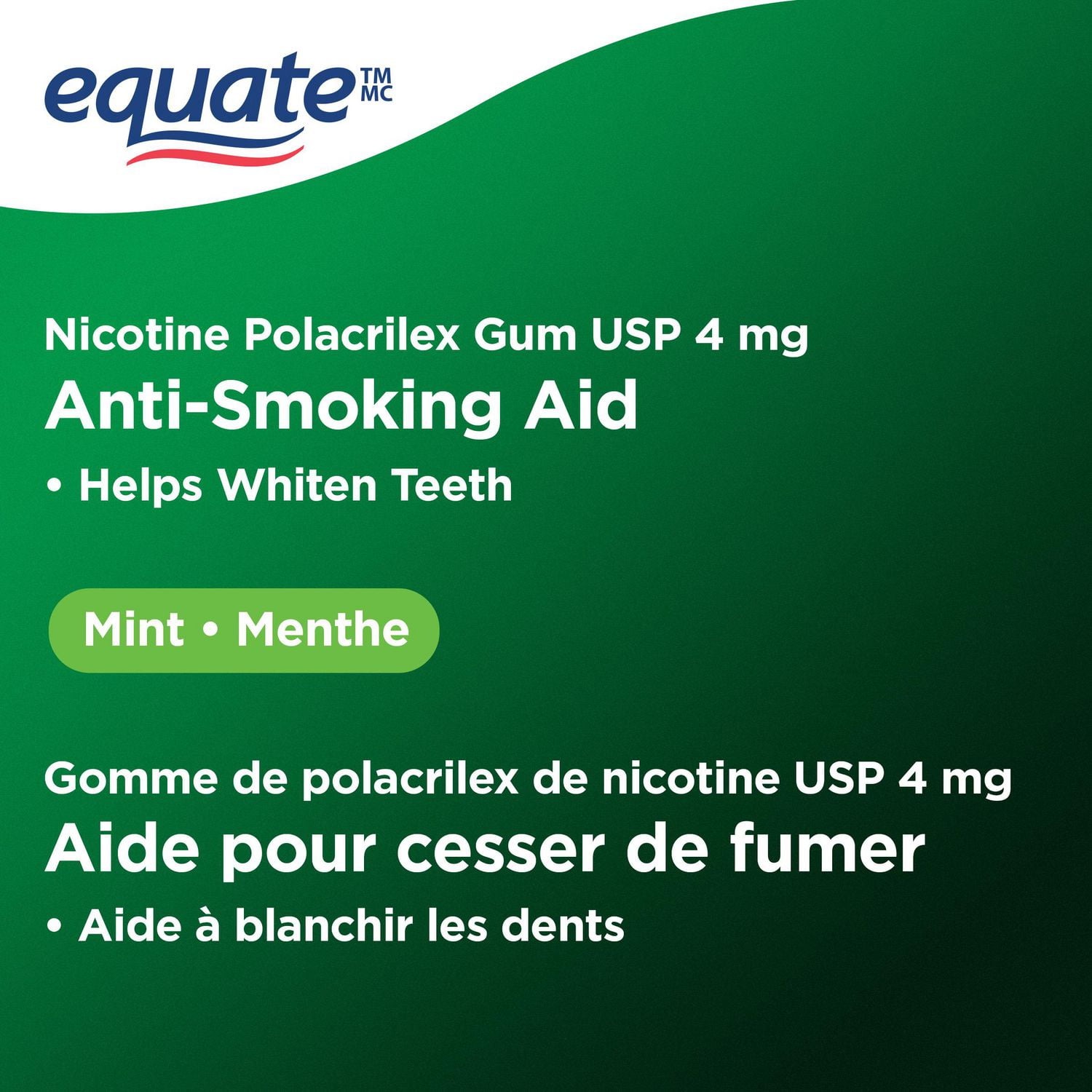 Equate Nicotine Gum, Mint, 4mg