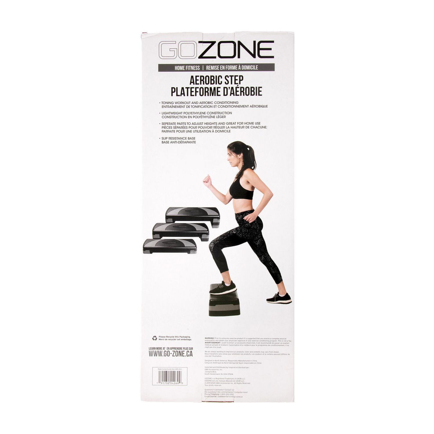 GoZone Aerobic Step – Black/Grey, Adjustable height 