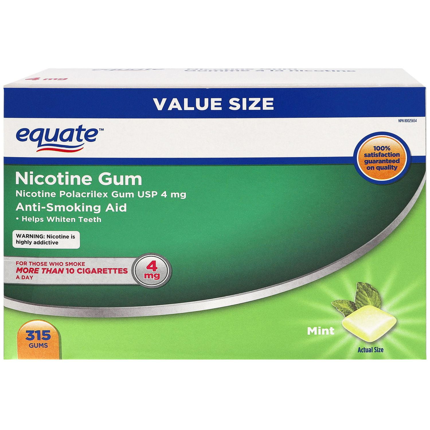 Equate Nicotine Gum, Mint, 4mg