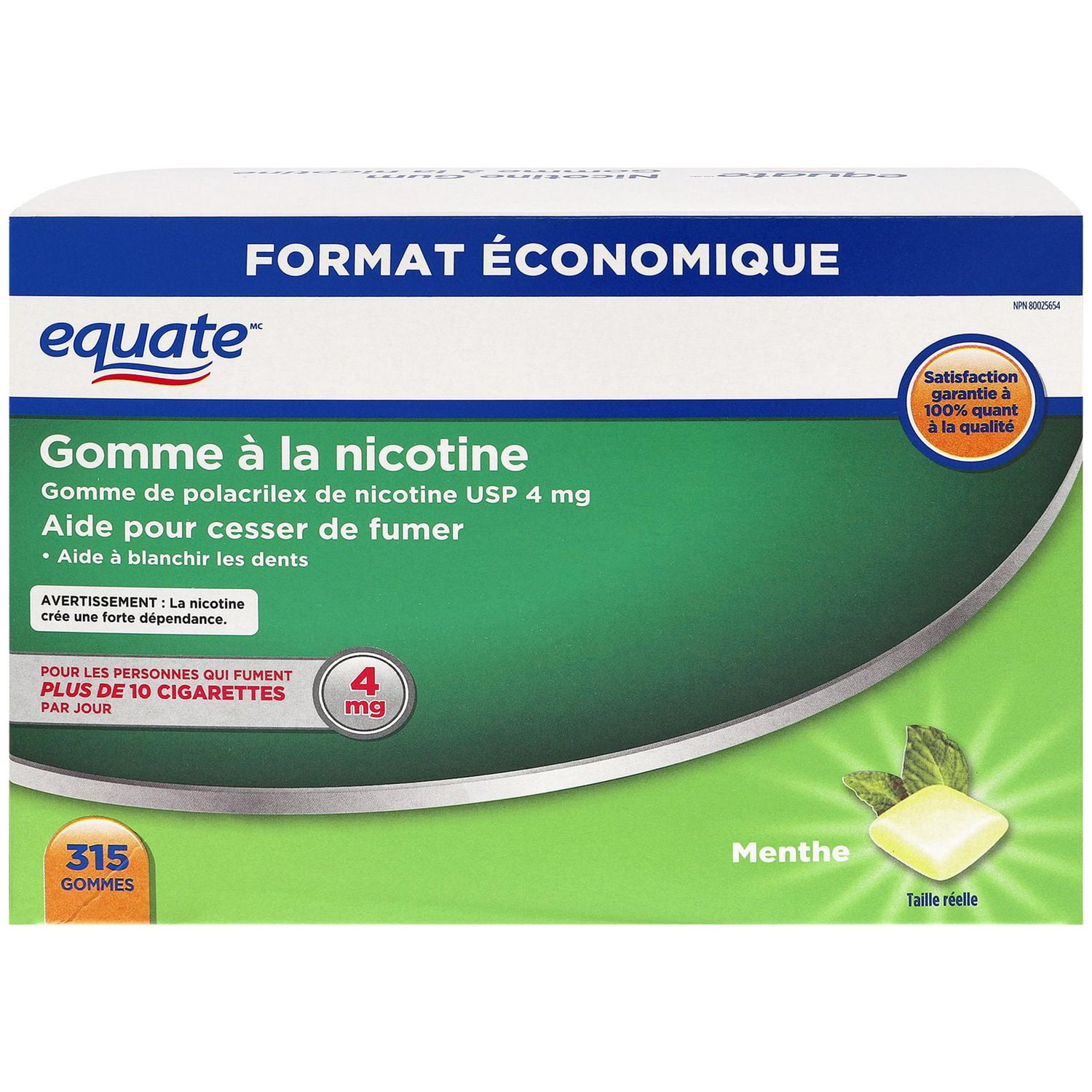 Equate Nicotine Gum, Mint, 4mg