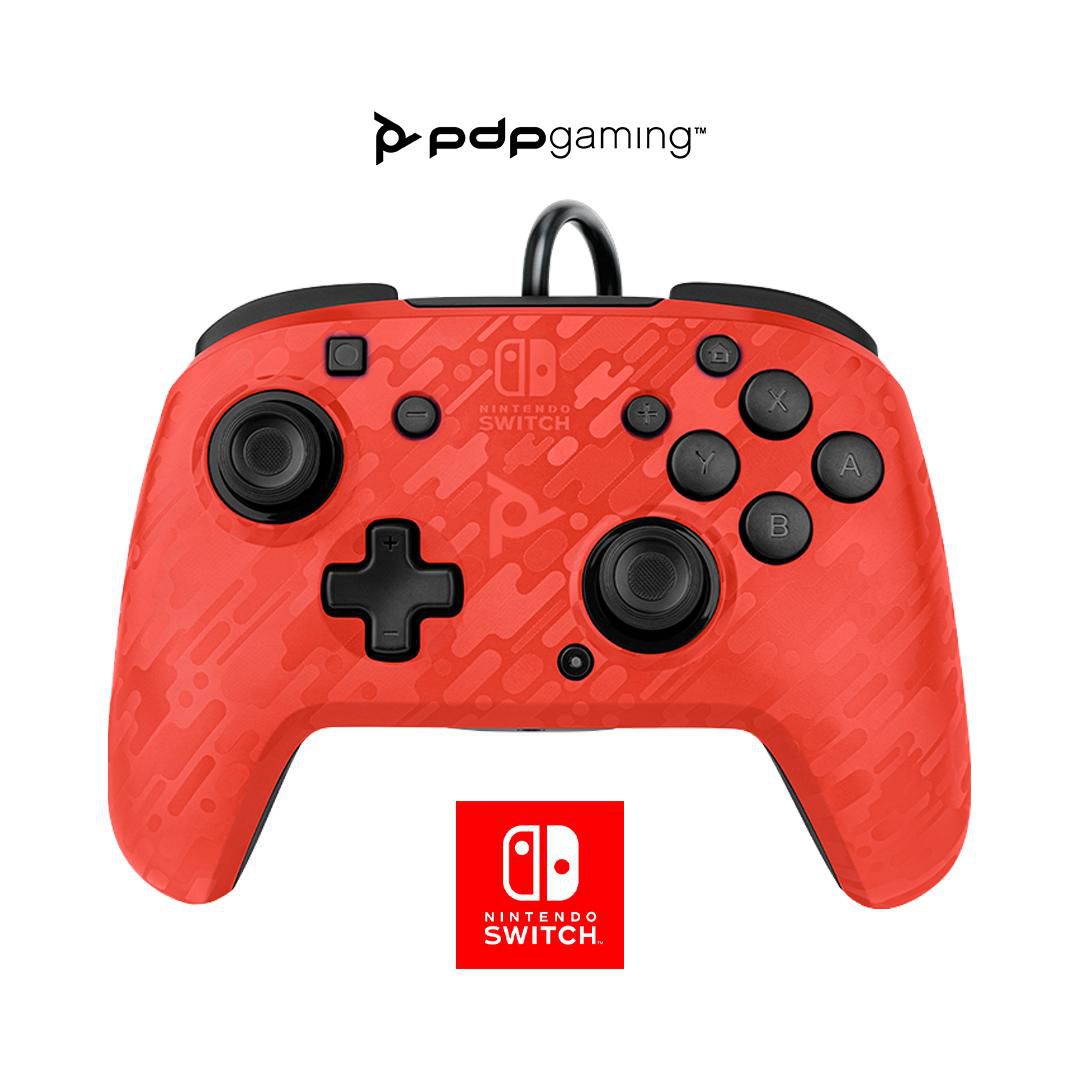 PDP Nintendo Switch Faceoff Deluxe+ Audio Wired Controller: Red Camo,  500-134-NA-CM04