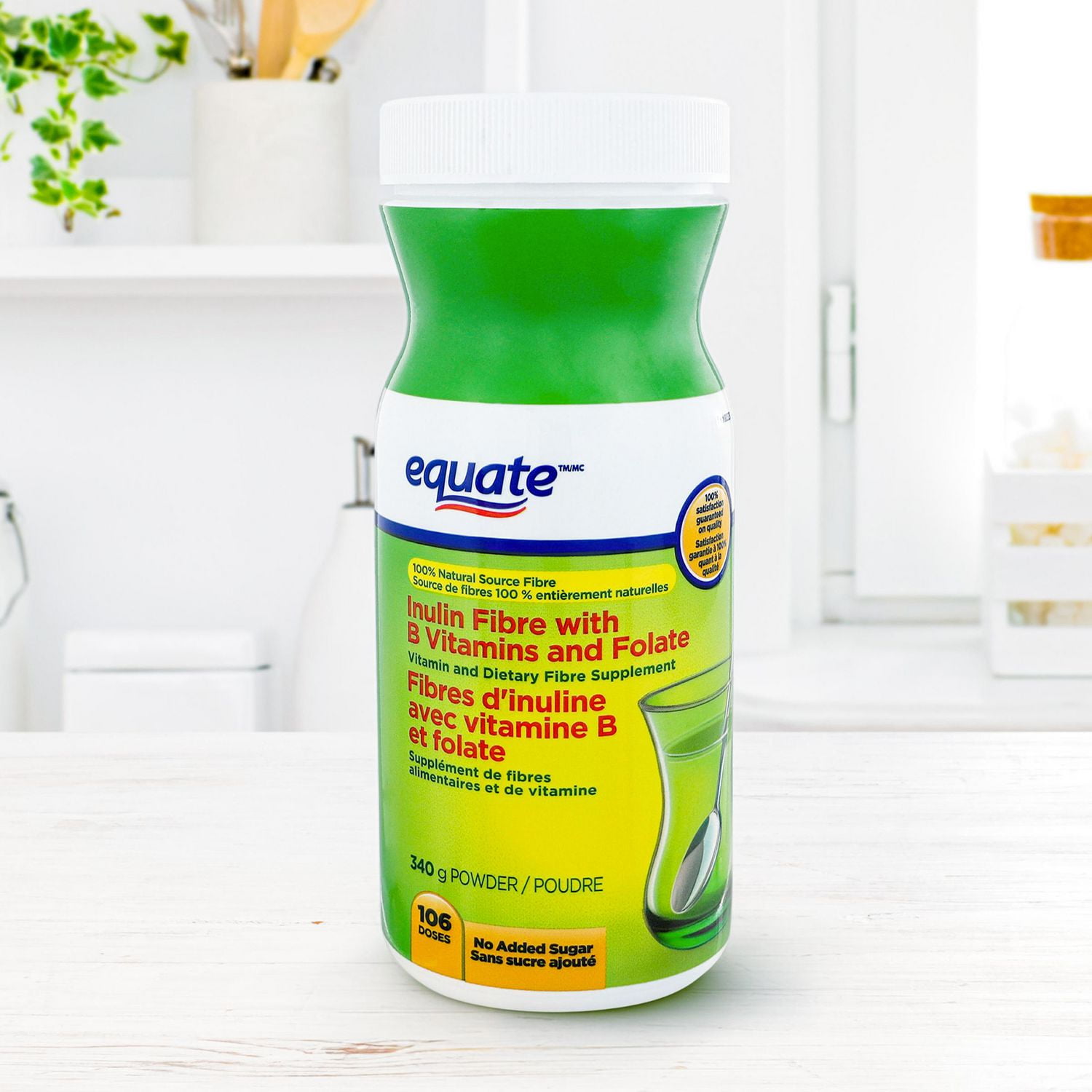 Equate Inulin Fibre With B Vitamins And Folate, No Added Sugar, 340 g Powder, 106 Servings