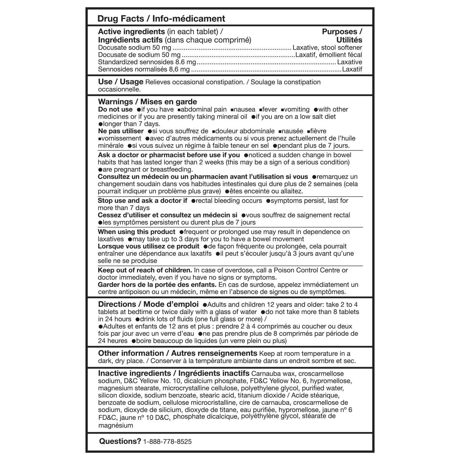 Equate Senna Laxative and Docusate Sodium Tablets, Laxative plus Softener, 120 tablets