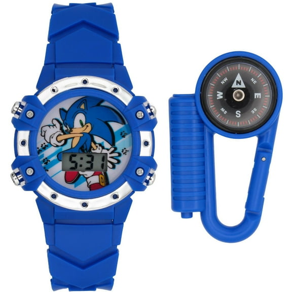 Montre Digitale Enfant Sonic the Hedgehog avec Boussole Clip – Coffret Aventure Bleu