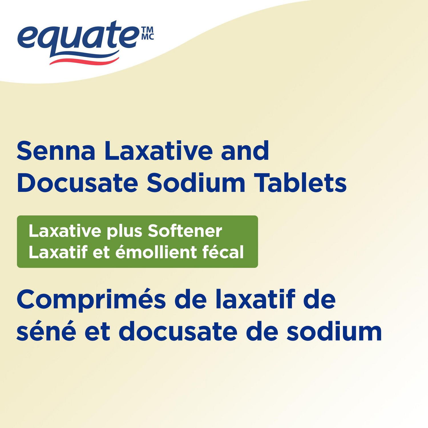 Comprimés de laxatif de séné et docusate de sodium, Laxatif et émollient fécal Equate 120 comprimés