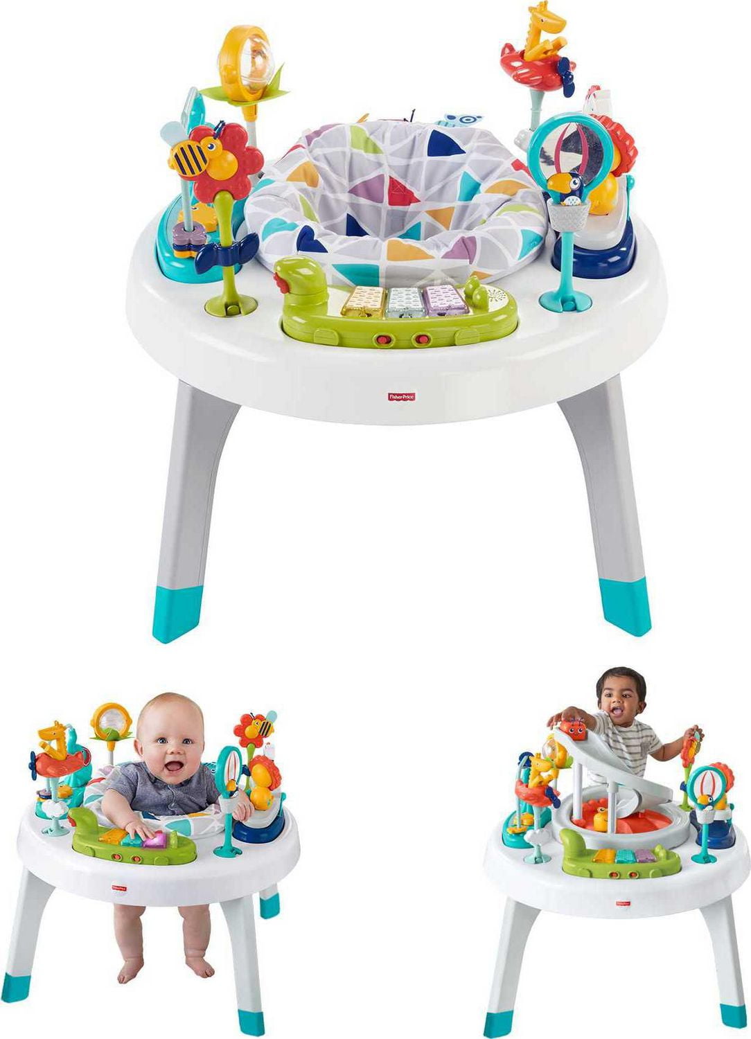 Fisher Price 2 in 1 Sit to Stand Activity Center and Toddler Play Table Spin n Play Safari Walmart