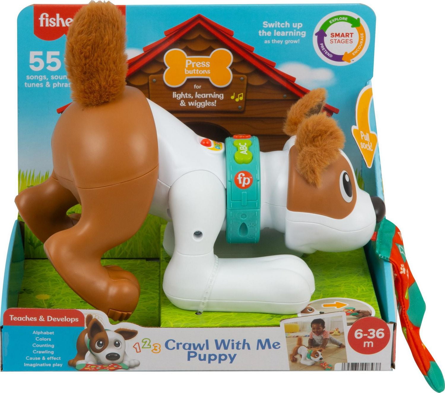 Fisher Price 123 Crawl With Me Puppy Electronic Musical Learning Toy for Infants English Version Ages 6 36M Walmart