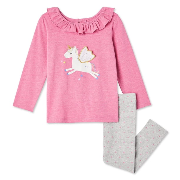 Toddler Girls' Ruffle Collar Top and Rib Legging 2Piece Set