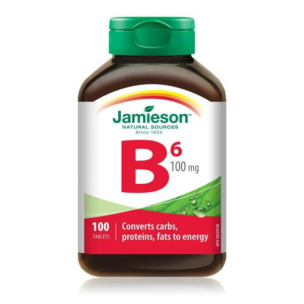 Jamieson Vitamin B6 (Pyridoxine) 100 mg Caplets, 100 tablets Walmart.ca