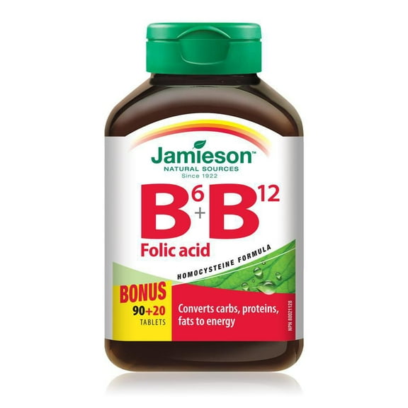 Jamieson Caplets de Vitamine B6 + B12 et Acide Folique