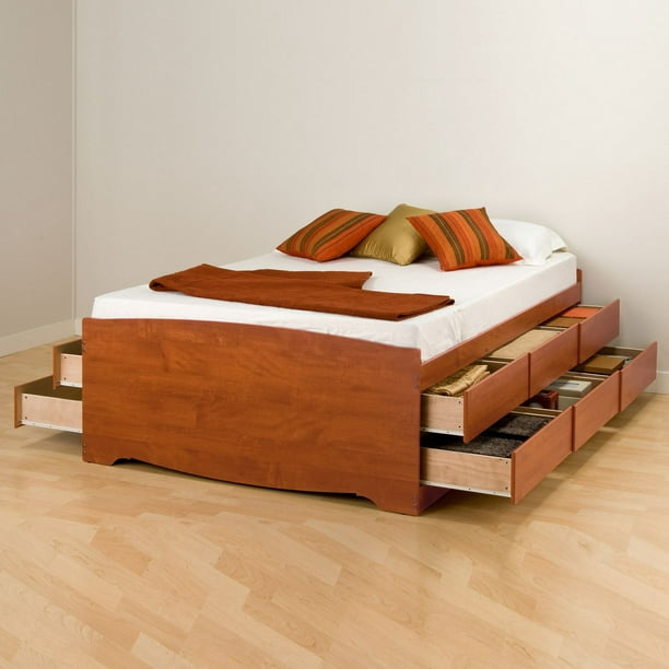 Base de lit capitaine haute de Prepac avec rangement de 12 tiroirs pour grand lit