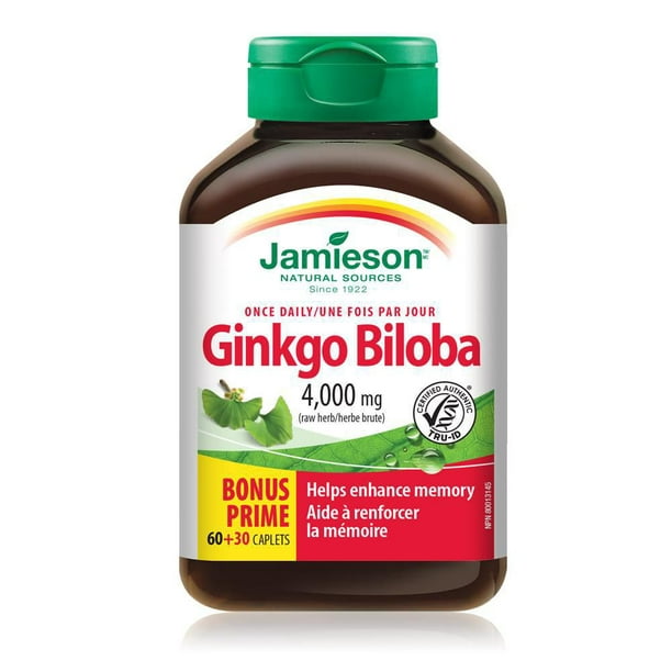 Jamieson Caplets de Ginkgo biloba 4 400 mg 60 + 30 caplets