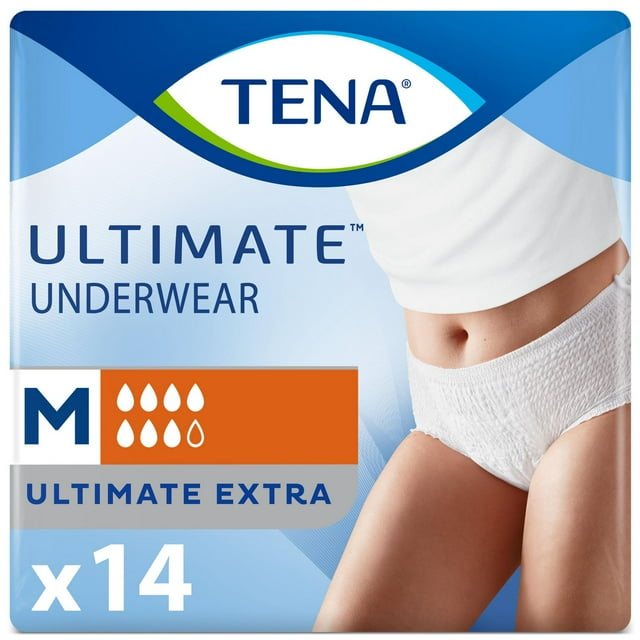 TENA Incontinence Underwear for Women, Postpartum and Bladder Control, Ultimate Absorbency, Medium, 14 Count