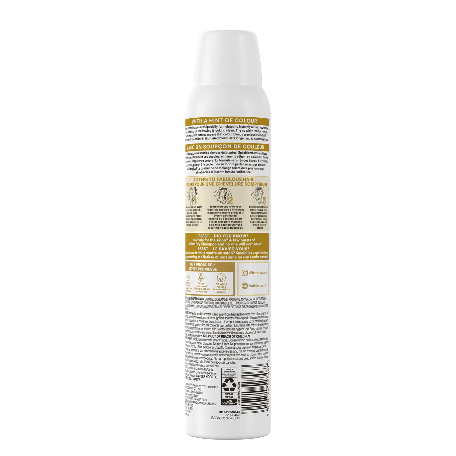 Shampooing sec blond éblouissant Batiste 200 mL, shampooing sec