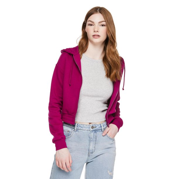 No Boundaries Women's Crop Zip Hoodie - Walmart.ca