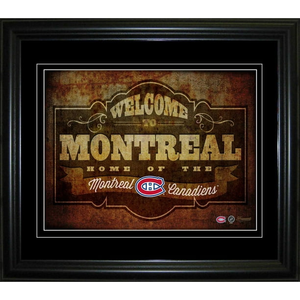 Cadre affiche bienvenue dans la ville Canadiens de Montréal de Framworth Sports