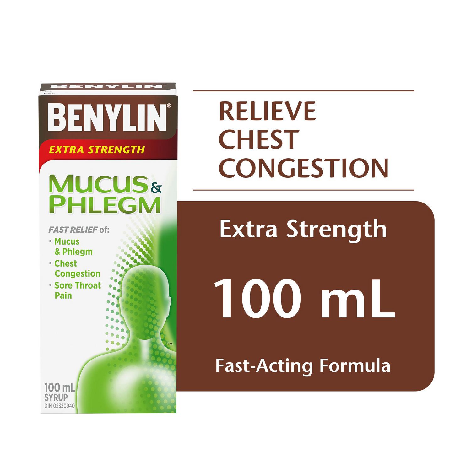 Benylin Extra Strength Mucus & Phlegm Plus Cough Control Syrup, Daytime, Relieves Mucus & Phlegm plus Dry Cough, 100 mL