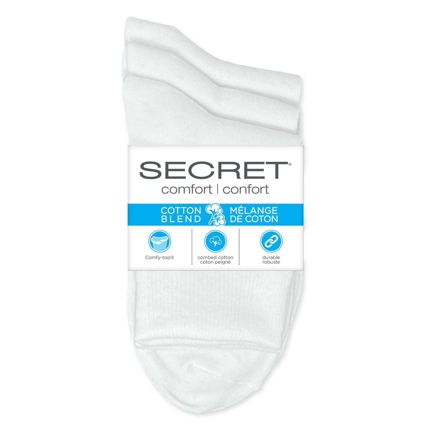 Secret® Cuff Socks 3pk, Sizes 6-10 
