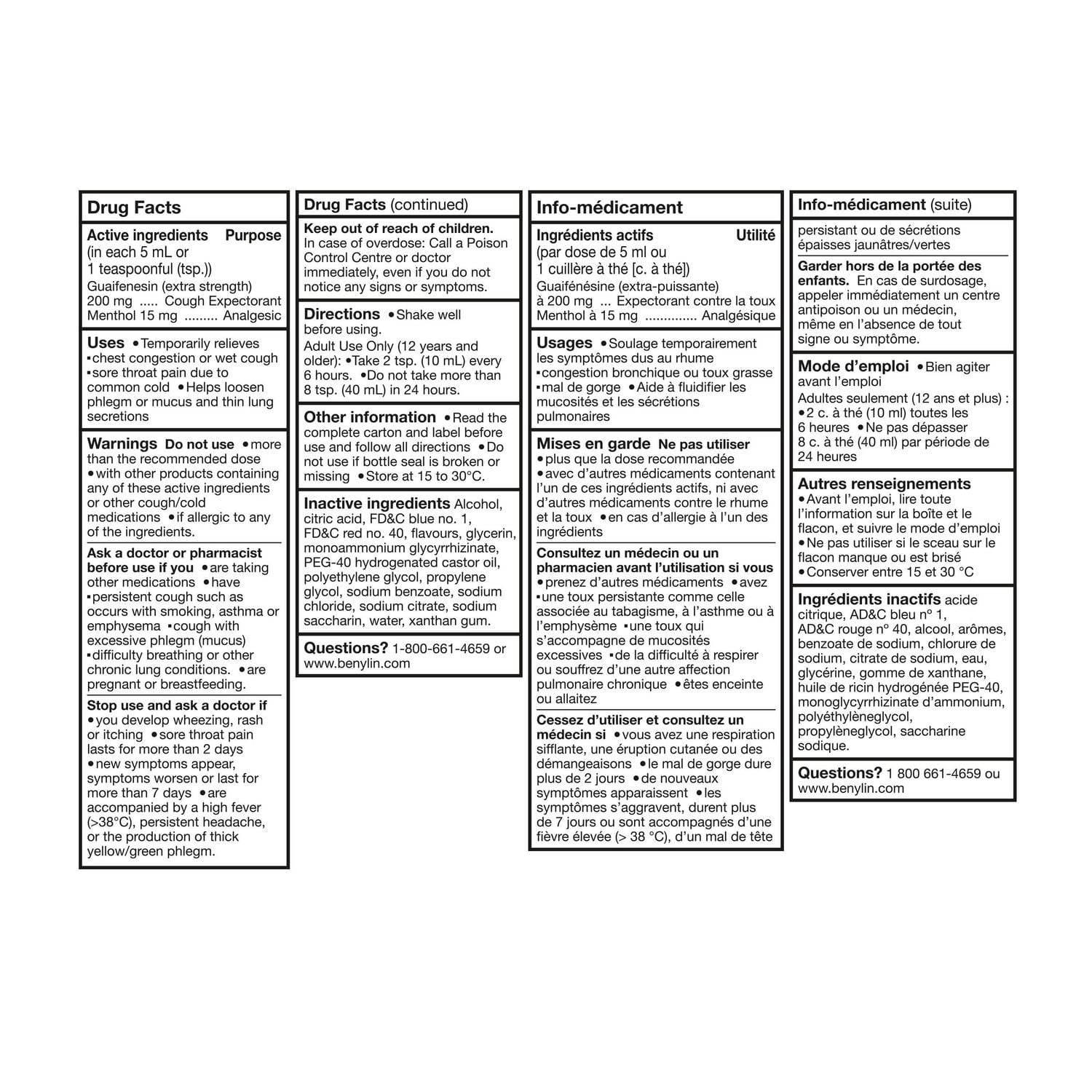 Benylin Extra Strength Mucus & Phlegm Plus Cough Control Syrup, Daytime, Relieves Mucus & Phlegm plus Dry Cough, 100 ml