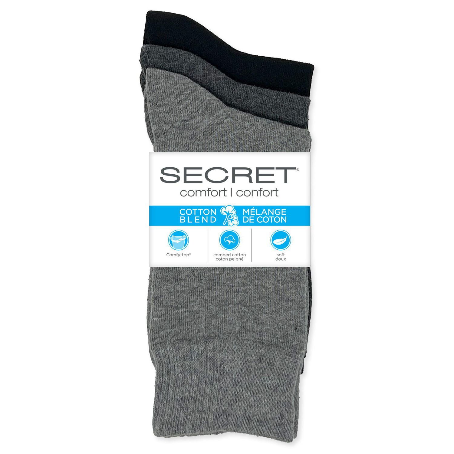 Secret® 3pk Cotton Crew Socks