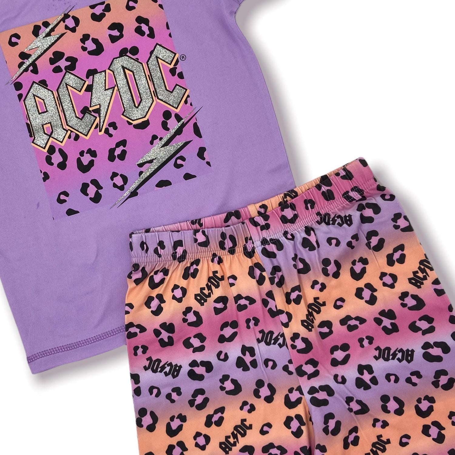 AC/DC Ensemble pyjama 2 pièces pour fille inclus T-Shirt et short