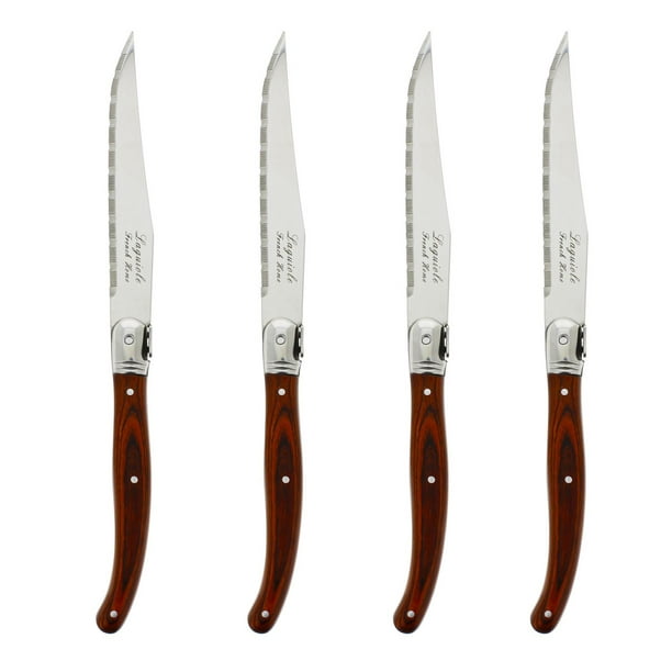 Ens 6 couteaux à steak Laguiole par Trudeau- Manches bruns