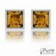 Boucles d’oreille carré en argent slerling sertis clos de zircon cubique couleur champagne de 6 mm – image 2 sur 2