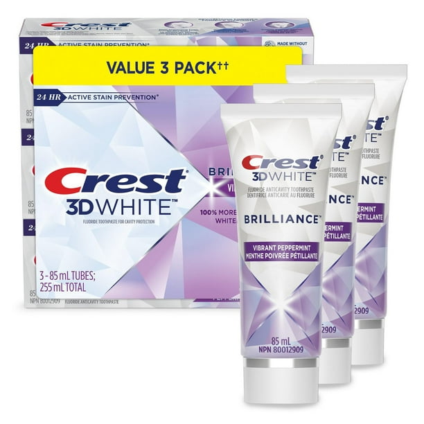 Crest 3D White Brilliance Teeth Whitening Toothpaste, Vibrant ...