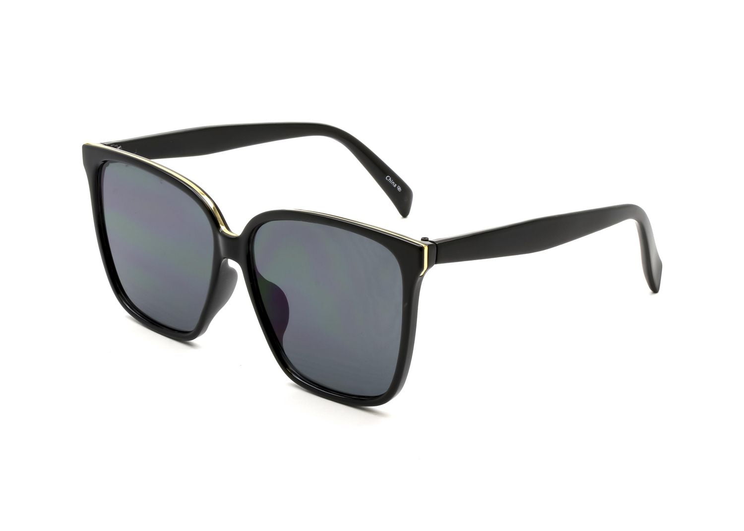 Time Tru Ladies Black and Gold Wayfarer Sunglasses