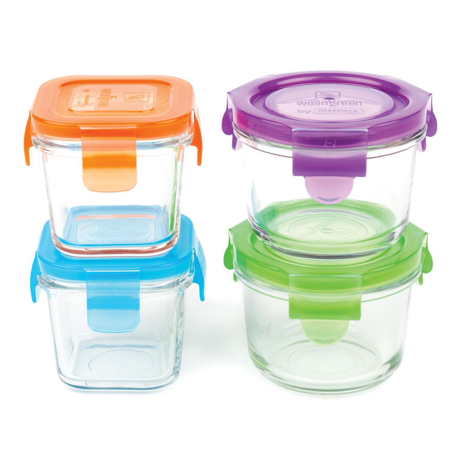 Wean Green 4 Piece Glass Set Baby Feeding Kids Adults Food Lunch Storage Container Tempered