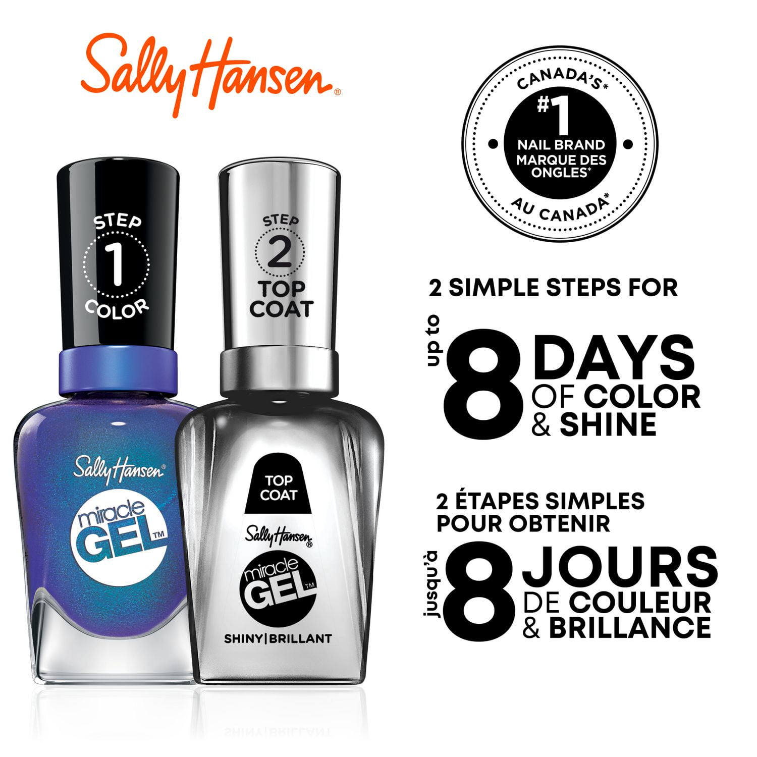 Miracle Gel™ Nail Colour Duopack, 2 Step Gel-like System, No UV Light Needed, Up to 8 Day of colour & shine