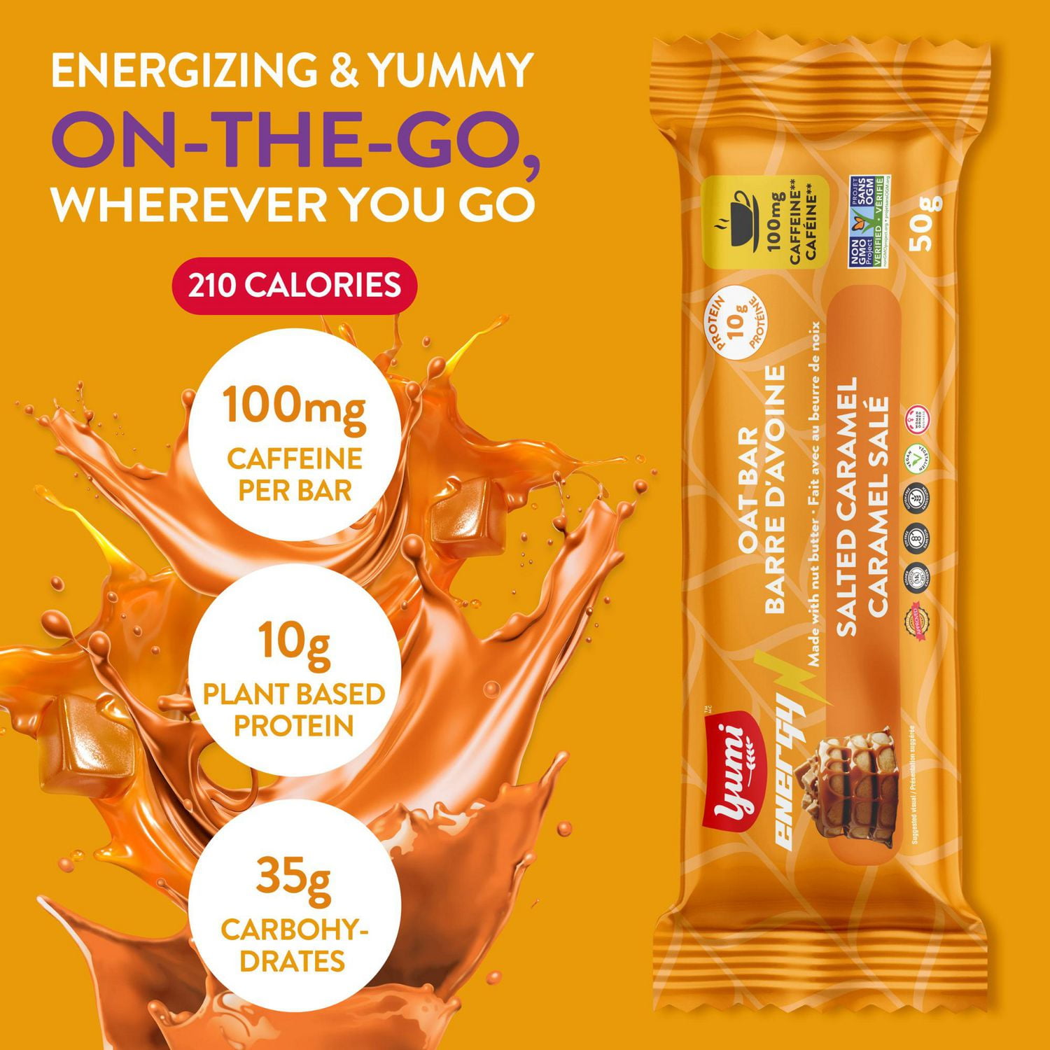 Yumi Caffeine Energy Oat Bar, Salted Caramel 50g