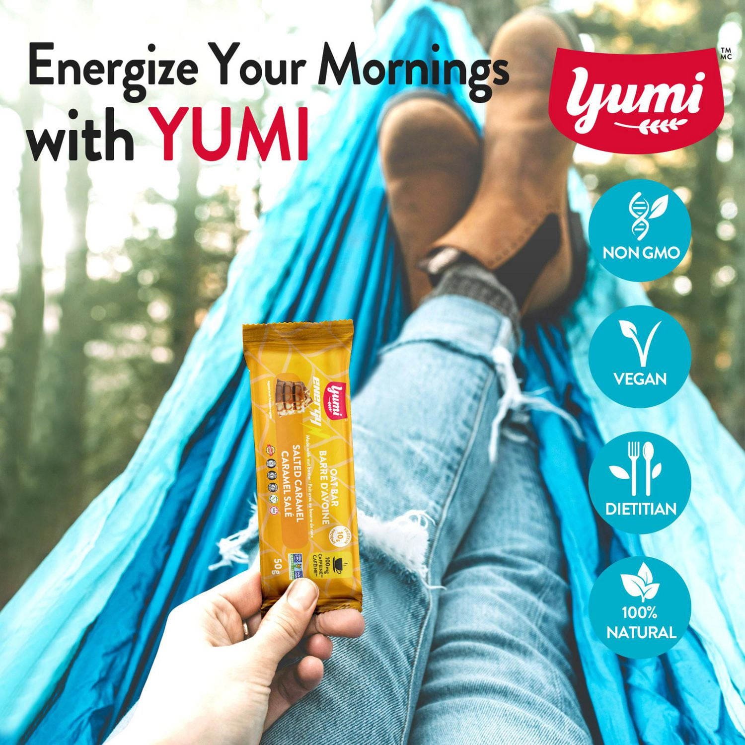 Yumi Caffeine Energy Oat Bar, Salted Caramel 50g