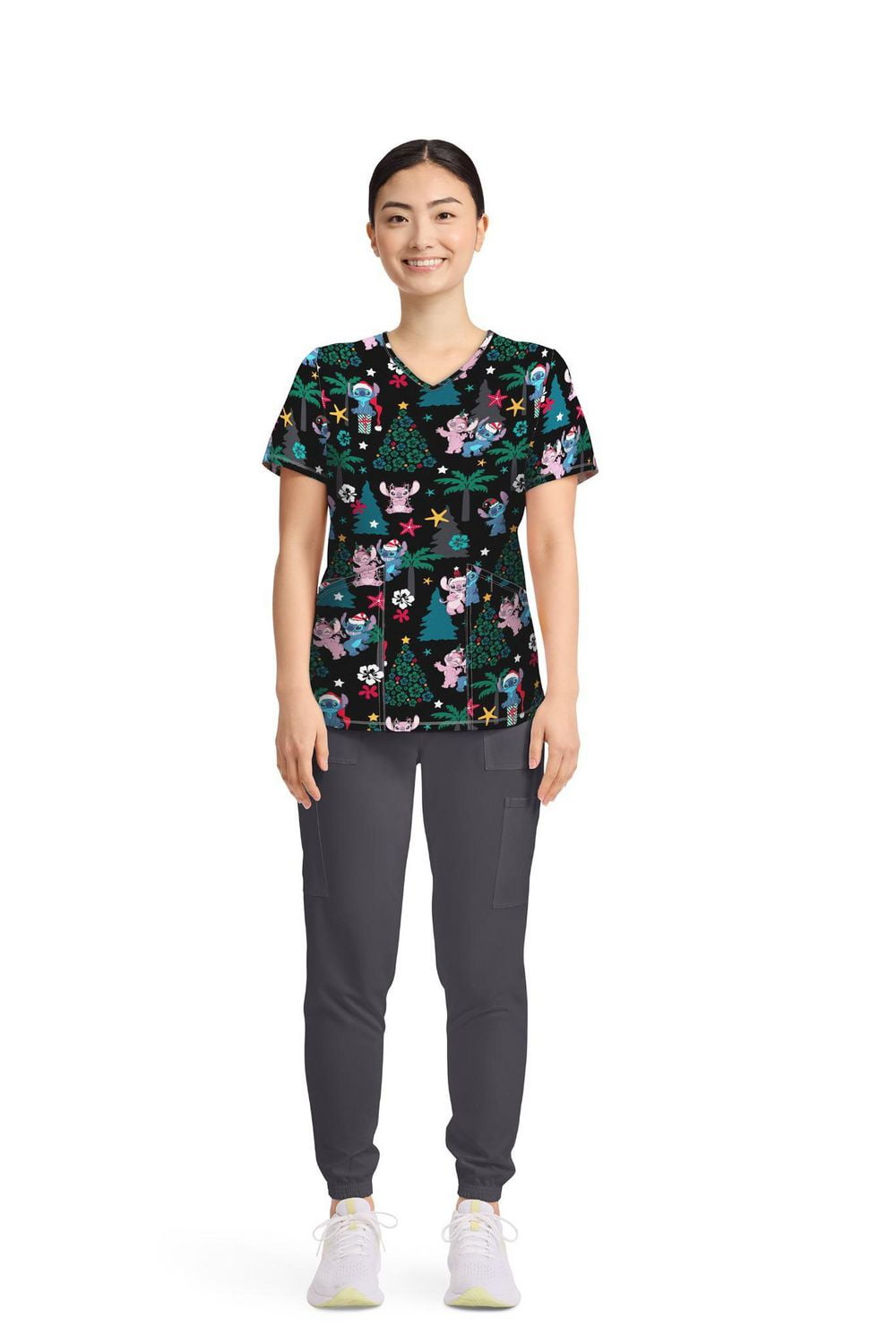 Scrubstar Women’s Snow Cute V-Neck Print Scrub Top