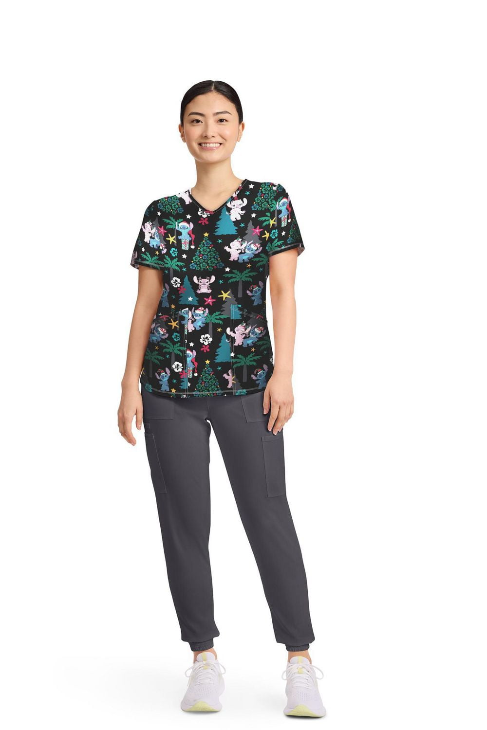 Scrubstar Women’s Snow Cute V-Neck Print Scrub Top