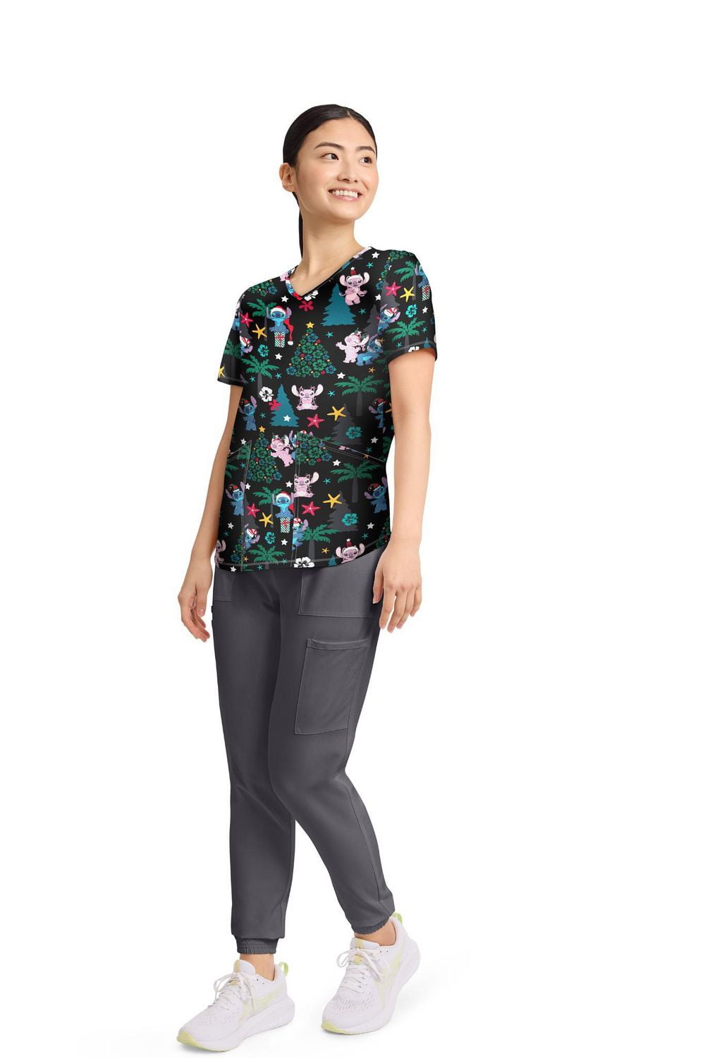 Scrubstar Women’s Snow Cute V-Neck Print Scrub Top