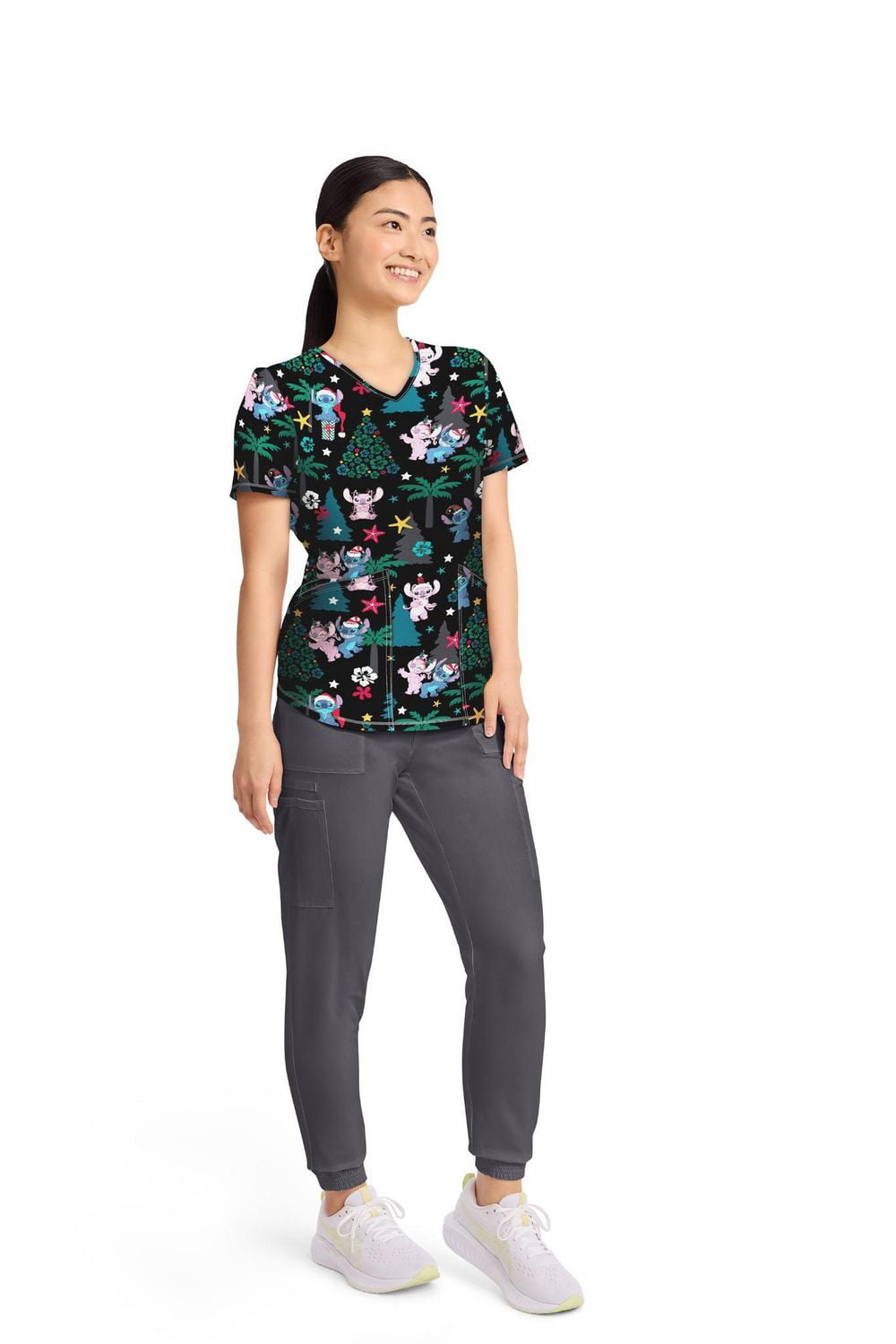 Scrubstar Women’s Snow Cute V-Neck Print Scrub Top