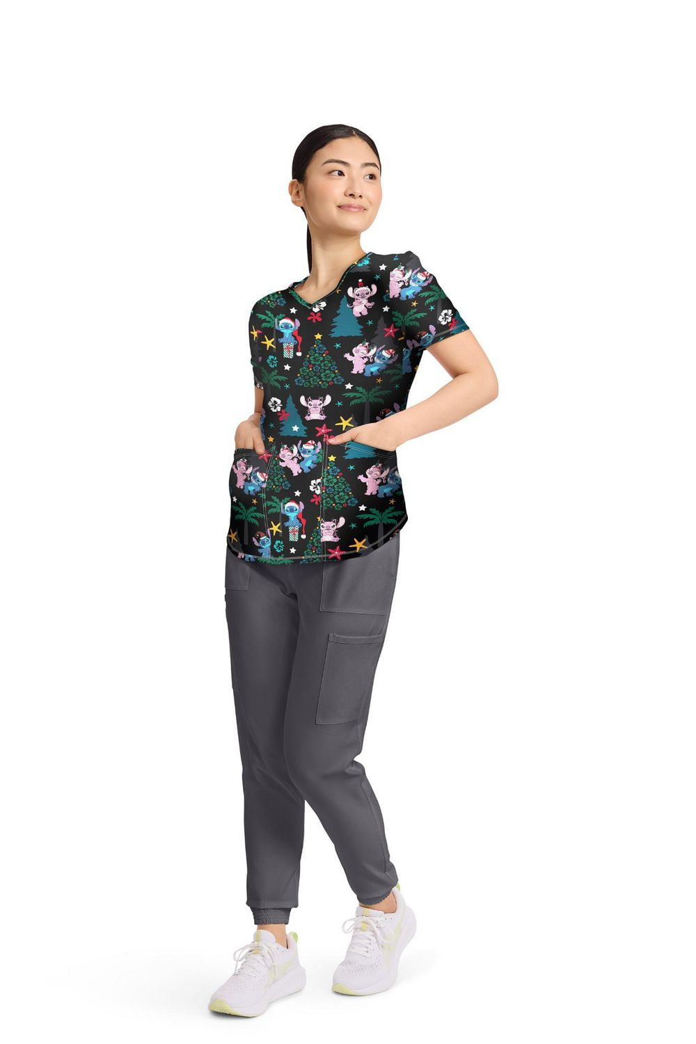 Scrubstar Women’s Snow Cute V-Neck Print Scrub Top