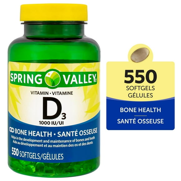 Spring Valley Vitamin D3, 1000 IU, 550 Softgels