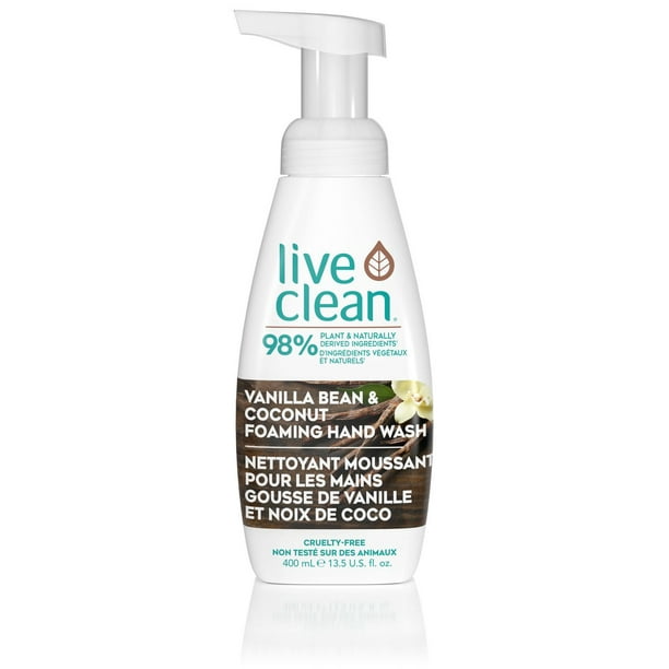 Live Clean Nettoyant moussant pour les mains gousse de vanille et noix de coco 400 mL, Foaming Hand Wash