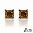 thumbnail image 2 of Champagne CZ Square 4mm Prong Set Stud Earrings in Sterling Silver, 2 of 2