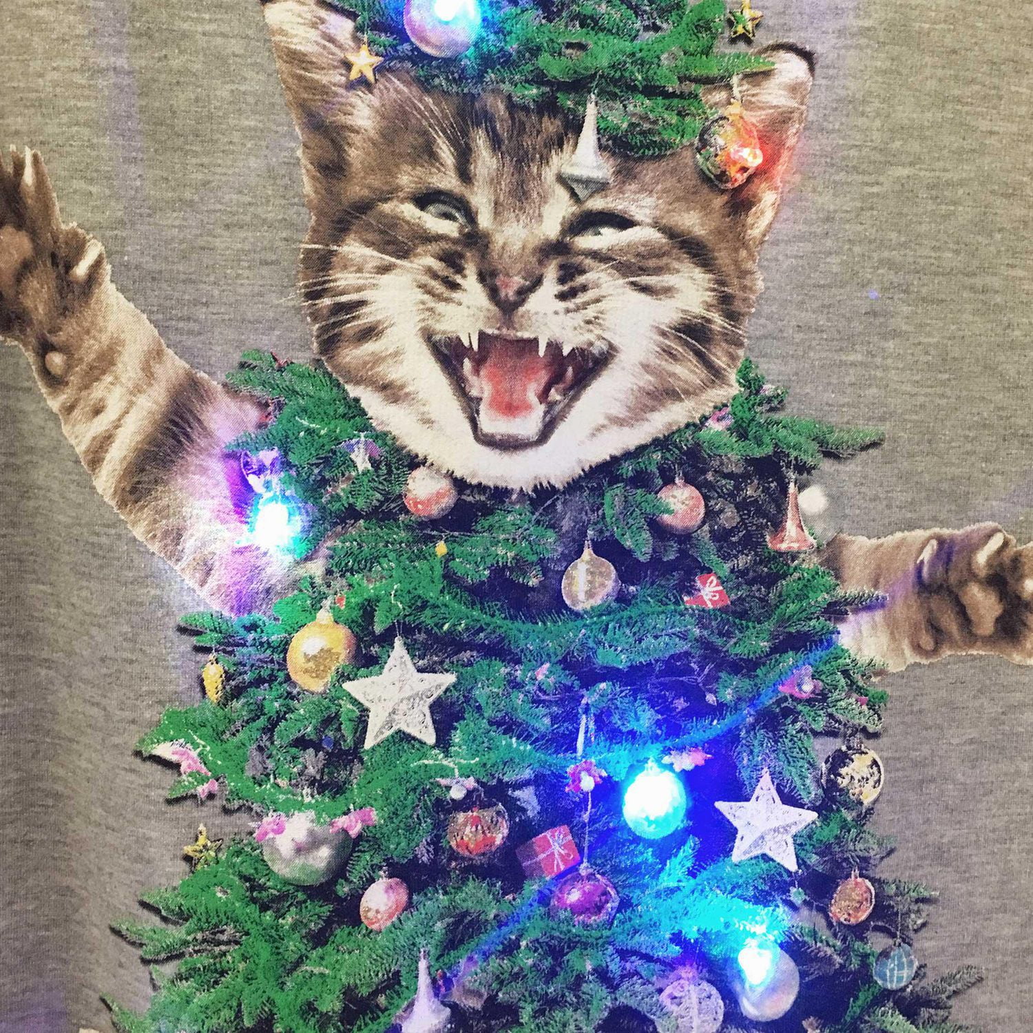 Cat light clearance up christmas sweater