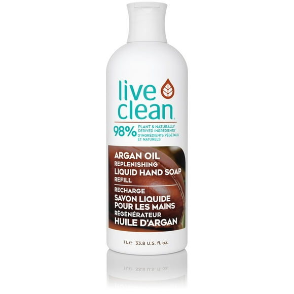 Recharge savon liquide pour les mains Live Clean huile d'argan 1 L