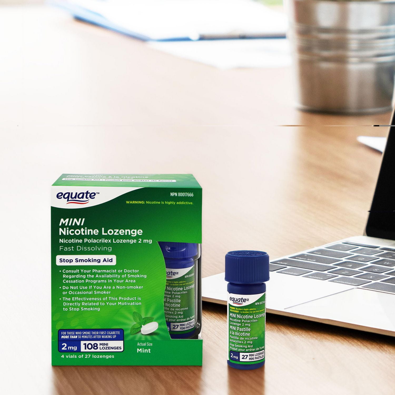 Equate Mini Pastille à la nicotine, menthe 108 mini pastilles, 2 mg