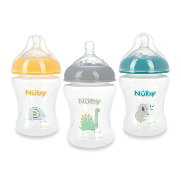 Nûby™ Printed Plastic Infant Bottles with Breast-size Nipple