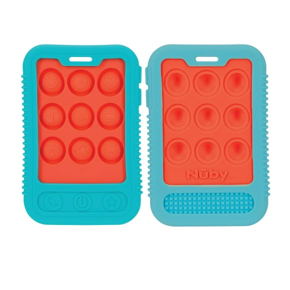 Jouet de dentition sensoriel Giggle Bytes de Nûby™, en silicone souple - Bleu et orange Pour les enfants de 3 mois+