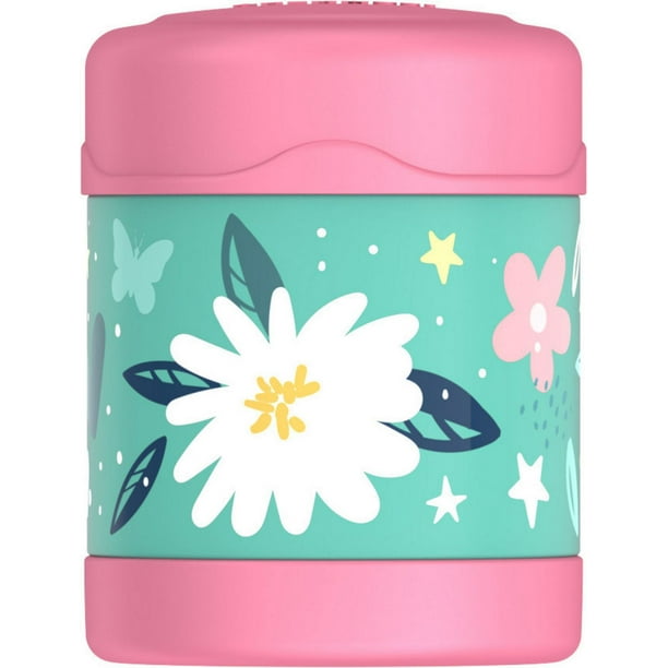 Thermos Funtainer Vacuum Insulated 10 OZ Food Jar, Flowers, 10 Oz, Pink