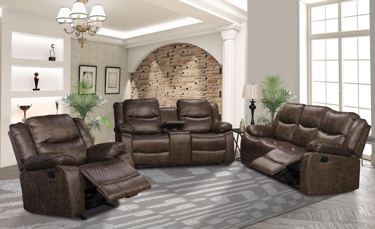 Topline Home Furnishings Polished Brown Recliner Walmart Canada